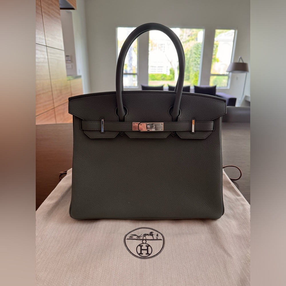 Hermes 2023 Birkin 30 Togo Vert Amande/Palladium